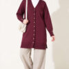Polyelit Embroidered French Terry Cardigan Plum - الصورة 2