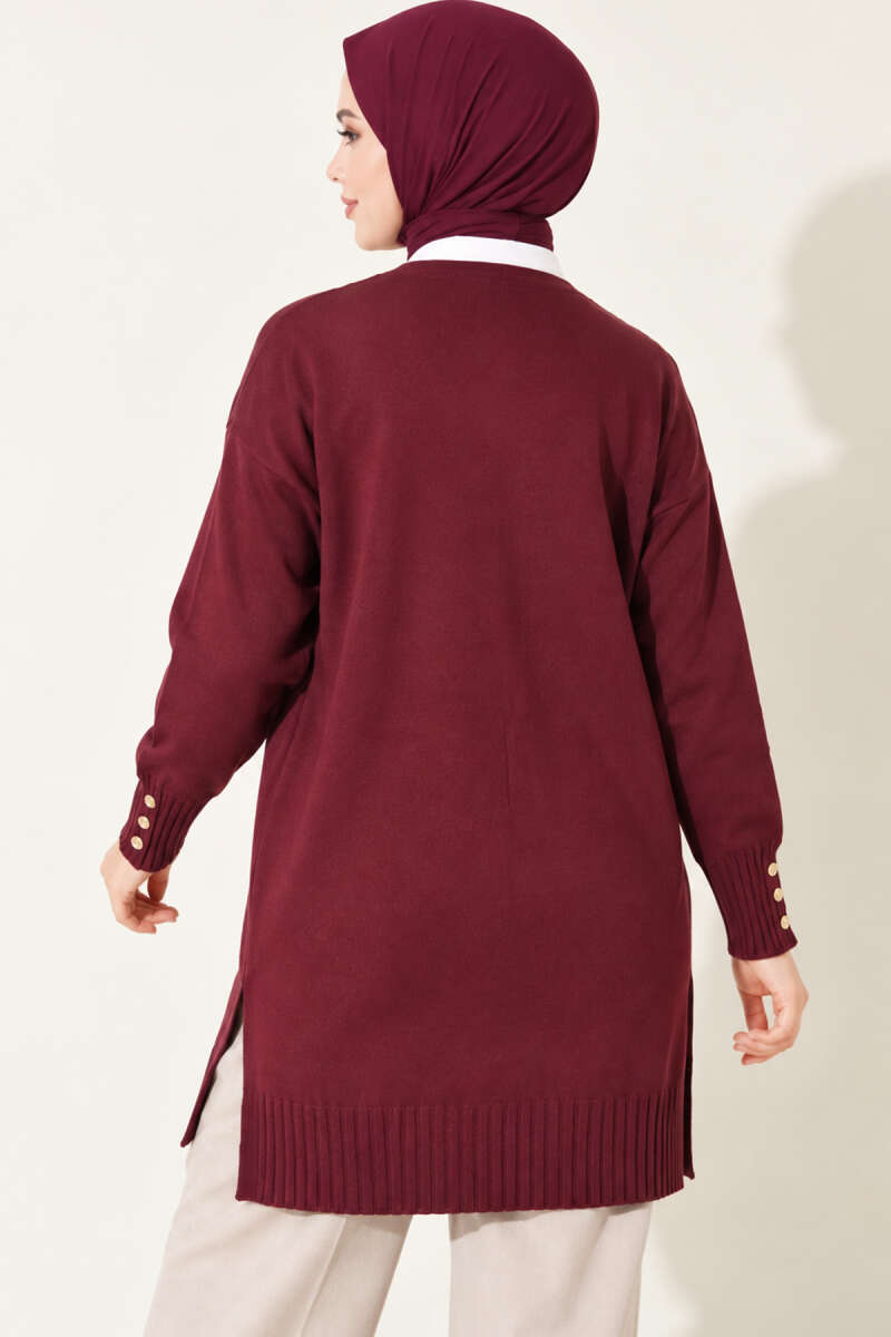 Polyelit Embroidered French Terry Cardigan Plum - الصورة 4