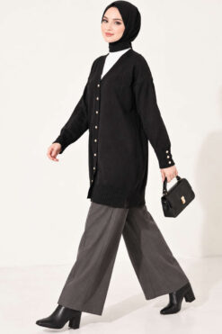 Alternative view of Polyelit Embroidered French Terry Cardigan Black