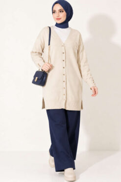 Alternative view of Polyelit Embroidered French Terry Cardigan Stone