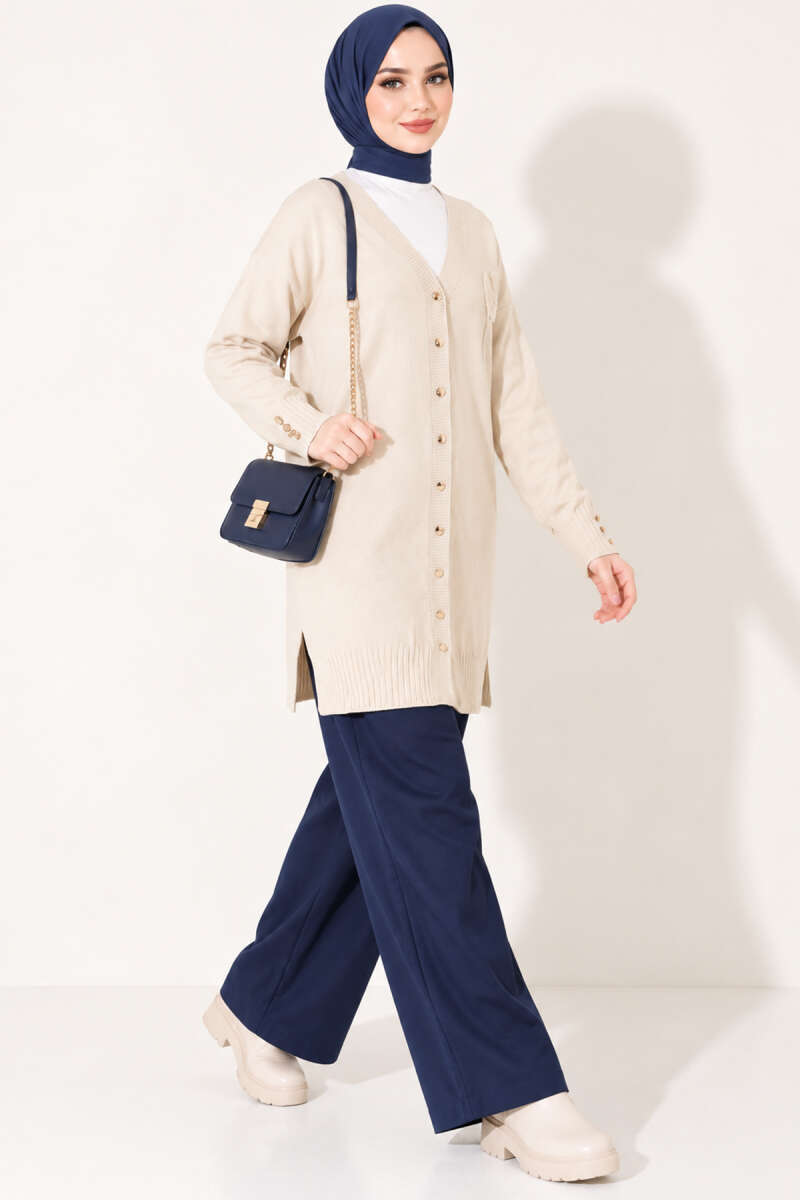 Polyelit Embroidered French Terry Cardigan Stone - الصورة 3