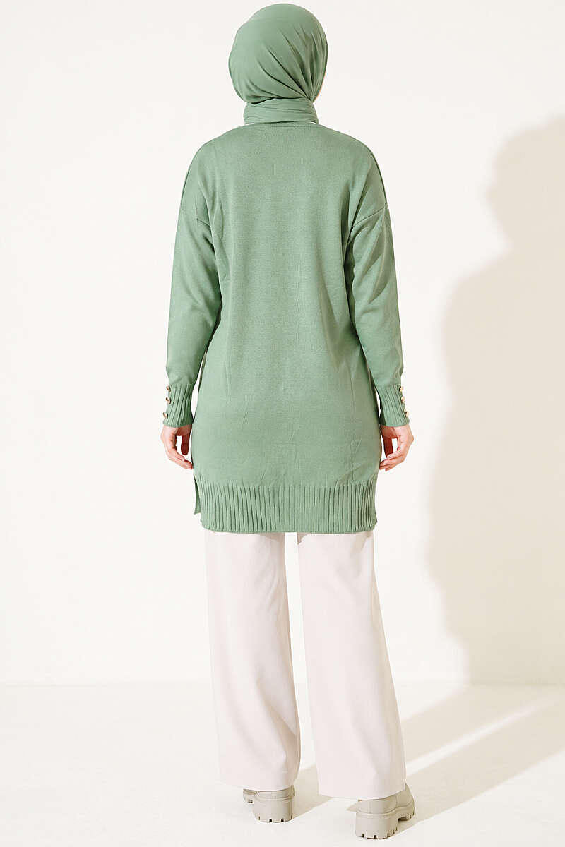 Polyelit Embroidered French Terry Cardigan Green - الصورة 4