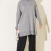 Polyester Knit Tunic with Stand Collar Detail Grey - Image 2