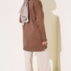 Polyester Knit Tunic with Stand Collar Detail Brown - Imagen 3