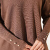 Polyester Knit Tunic with Stand Collar Detail Brown - Imagen 4