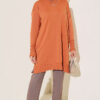 Polyester Knit Tunic with Stand Collar Detail Orange - Imagen 2