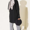 Polyester Knit Tunic with Stand Collar Detail Black - Image 3