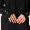 Polyester Knit Tunic with Stand Collar Detail Black - Image 4