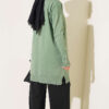 Polyester Knit Tunic with Stand Collar Detail Green - Image 3