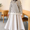 Polka Dot Buttoned Knit Tunic Beige - immagine 2