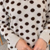 Polka Dot Buttoned Knit Tunic Beige - immagine 4