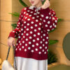 Polka Dot Buttoned Knit Tunic Burgundy - immagine 2