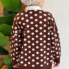 ⁦Polka Dot Buttoned Knit Tunic Brown⁩ - الصورة ⁦4⁩