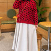 ⁦Polka Dot Buttoned Knit Tunic Red⁩ - الصورة ⁦3⁩