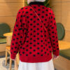 ⁦Polka Dot Buttoned Knit Tunic Red⁩ - الصورة ⁦4⁩