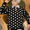Polka Dot Buttoned Knit Tunic Black - immagine 2