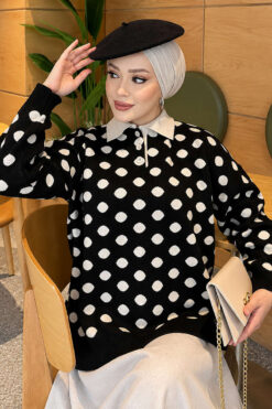 Alternative view of Polka Dot Buttoned Knit Tunic Black