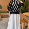 Polka Dot Buttoned Knit Tunic Black - immagine 3
