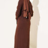 Ribbed Detail Tie-Front French Terry Knit Dress Brown – Bild 3
