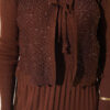 Ribbed Detail Tie-Front French Terry Knit Dress Brown – Bild 4