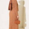 Ribbed Detail Tie-Front French Terry Knit Dress Latte – Bild 3