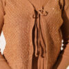 Ribbed Detail Tie-Front French Terry Knit Dress Latte – Bild 4