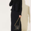 Ribbed Detail Tie-Front French Terry Knit Dress Black