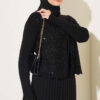 Ribbed Detail Tie-Front French Terry Knit Dress Black - Imagen 2