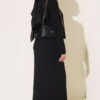 Ribbed Detail Tie-Front French Terry Knit Dress Black - Imagen 3