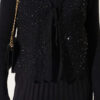 Ribbed Detail Tie-Front French Terry Knit Dress Black - Imagen 4