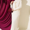 Ribbed Detail Tie-Front French Terry Knit Dress Stone