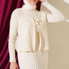 Ribbed Detail Tie-Front French Terry Knit Dress Stone - Imagen 2
