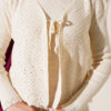 Ribbed Detail Tie-Front French Terry Knit Dress Stone - Imagen 4