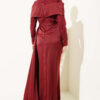 Sequined Detail Train Evening Dress Burgundy – Bild 3