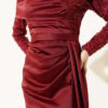Sequined Detail Train Evening Dress Burgundy – Bild 4