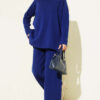 Belted Snap Button Denim Two-Piece Set with Hem Edge Navy Blue - Afbeelding 6