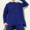 Stitch Detail Basic Knit Two-Piece Set Navy Blue - Afbeelding 2