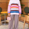 Colorful Striped French Terry Knit Tunic Pink – Image 2