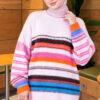 Colorful Striped French Terry Knit Tunic Pink – Image 3