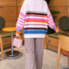 Colorful Striped French Terry Knit Tunic Pink – Image 4