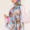Colorful Leaf Pattern French Terry Shawl Baby Blue - immagine 2