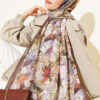 Colorful Leaf Pattern French Terry Shawl Brown – Bild 2