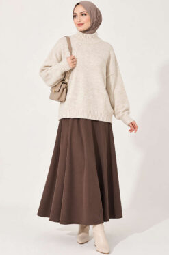 Alternative view of Ribbed Basic Knit Sweater Beige