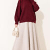 Ribbed Basic Knit Sweater Burgundy - immagine 2