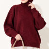 Ribbed Basic Knit Sweater Burgundy - immagine 3