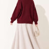 Ribbed Basic Knit Sweater Burgundy - immagine 4