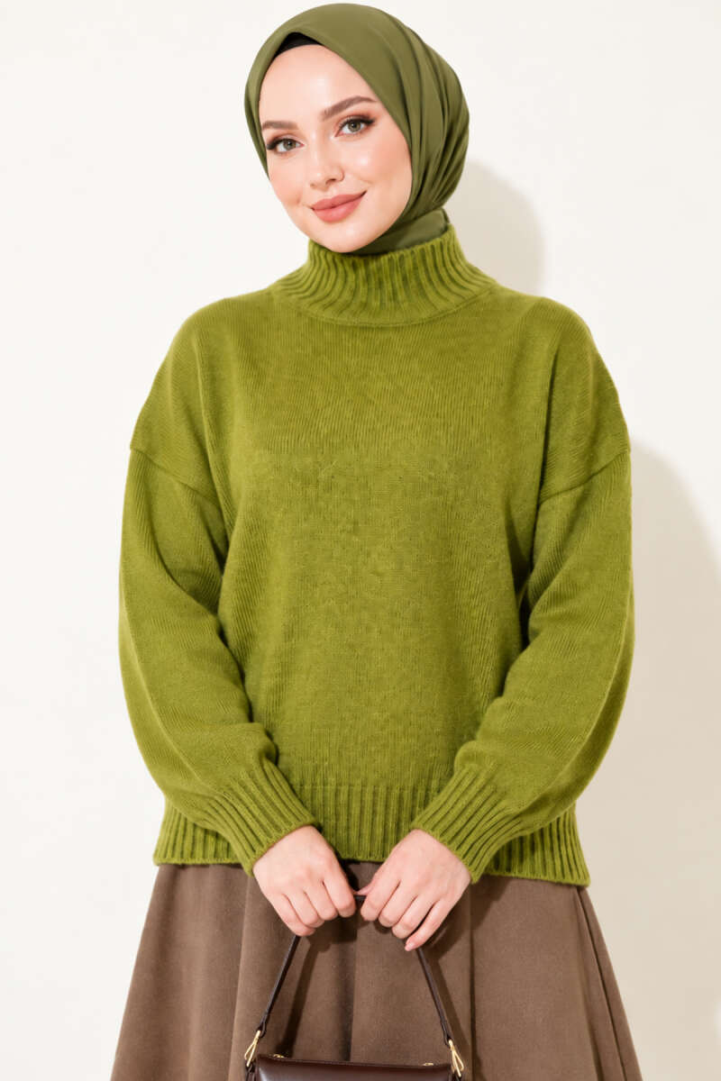 Ribbed Basic Knit Sweater Dark Brown - immagine 7