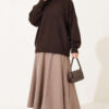 Ribbed Basic Knit Sweater Dark Brown - immagine 2