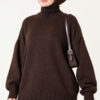 Ribbed Basic Knit Sweater Dark Brown - immagine 3