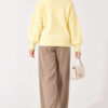 ⁦Ribbed Basic Knit Sweater Yellow⁩ - الصورة ⁦4⁩